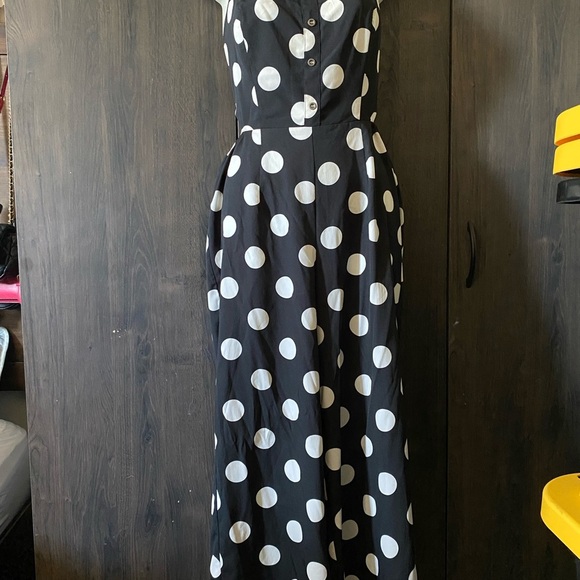 Forever21 Black and White Polka Dot Jumpsuit size M like new - Picture 11 of 12
